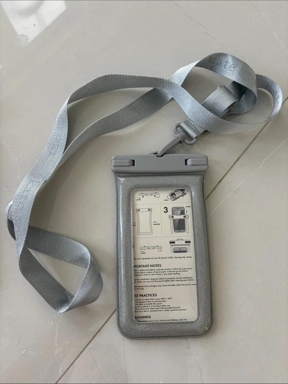 Kate Spade Gray Waterproof Phone Pouch with Matching Lanyard